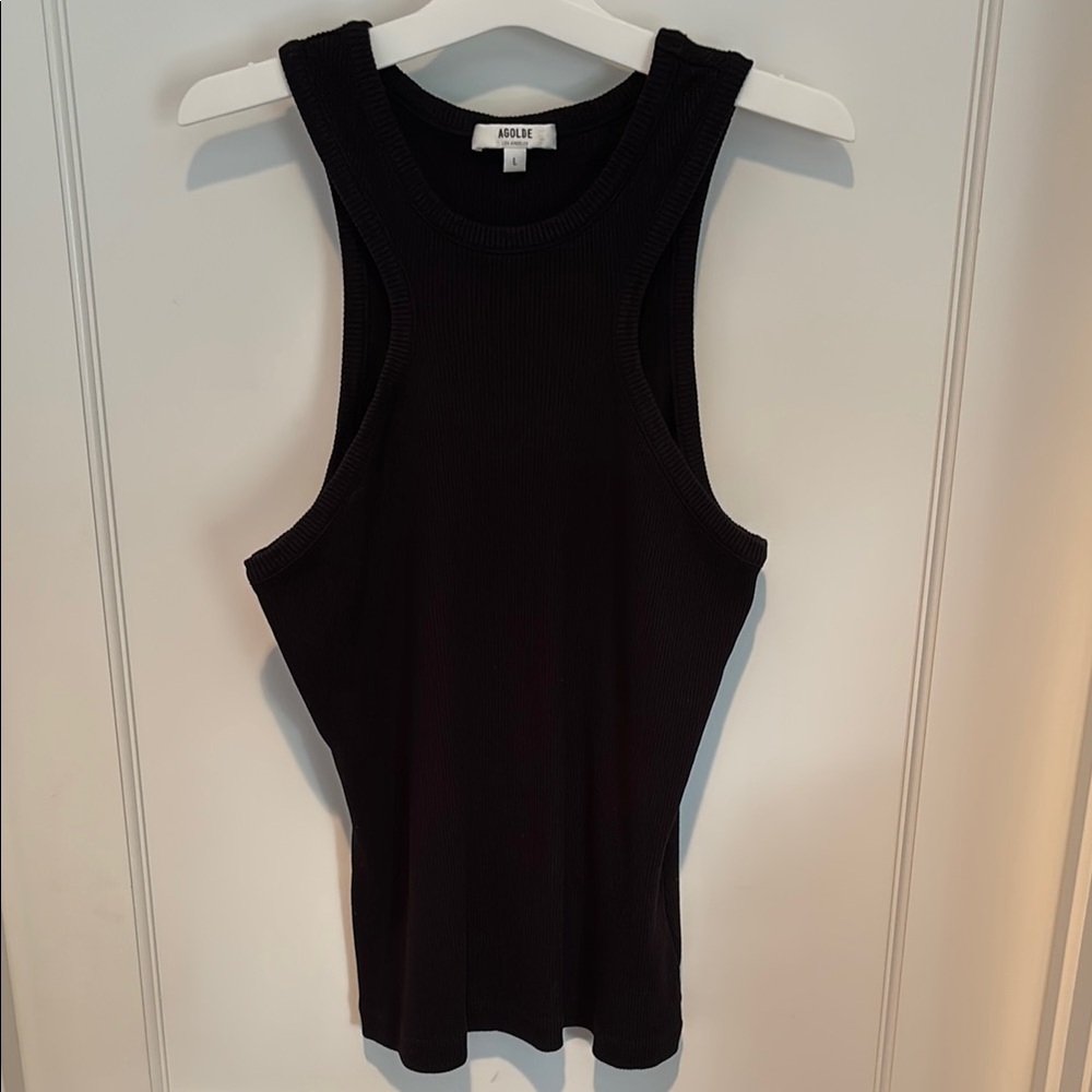 Agolde Bea tank top - ribbed with front cutaway